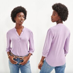 NWT Amour Vert lavender lilac light purple ribbed Vie Henley long sleeve top